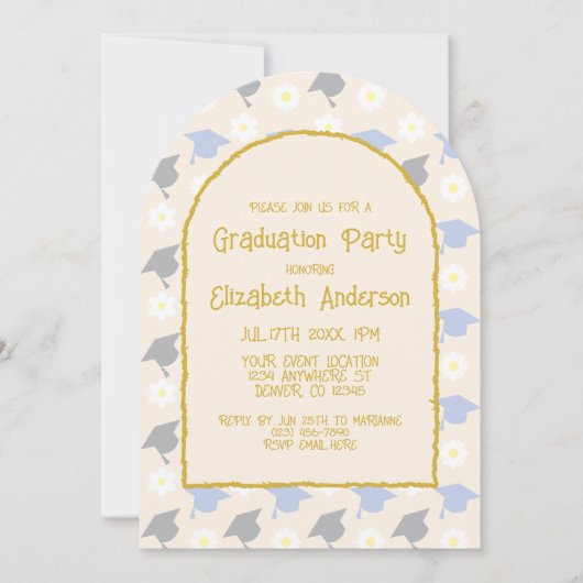 Retro Peach Graduation Party 招待状 (正面)