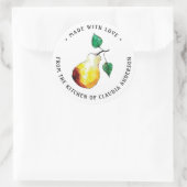 Retro Pear Packaging Hand-Illustrated Kitchen Gift ラウンドシール (バッグ)