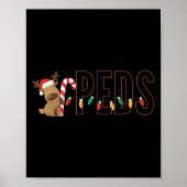 Retro Pediatrics Christmas Lights Reindeer Peds Nu ポスター (正面)