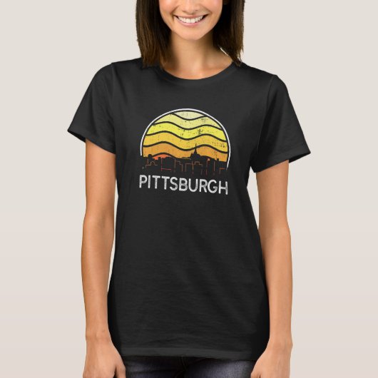 Retro Pennsylvania Pittsburgh Visitors Skyline Vin Tシャツ (正面)