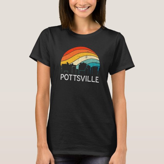 Retro Pennsylvania Pottsville Skyline Vintage Urba Tシャツ (正面)