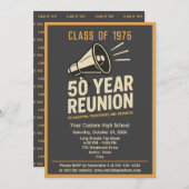 Retro Pep Rally Style 50 Year Class Reunion 招待状 (正面/裏面)