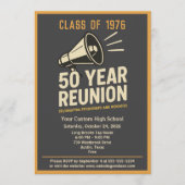 Retro Pep Rally Style 50 Year Class Reunion 招待状 (正面)