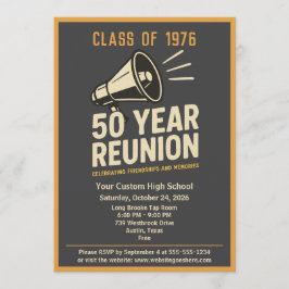Retro Pep Rally Style 50 Year Class Reunion 招待状