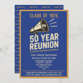 Retro Pep Rally Style 50 Year Class Reunion 招待状 (正面/裏面)