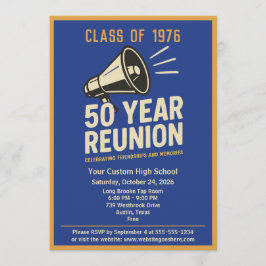 Retro Pep Rally Style 50 Year Class Reunion 招待状