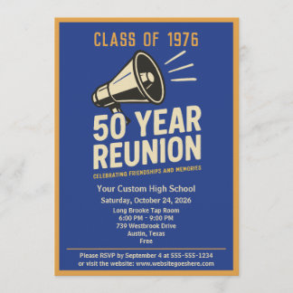 Retro Pep Rally Style 50 Year Class Reunion 招待状