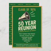 Retro Pep Rally Style 50 Year Class Reunion 招待状 (正面/裏面)