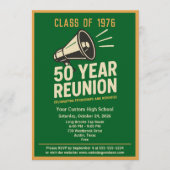 Retro Pep Rally Style 50 Year Class Reunion 招待状 (正面)