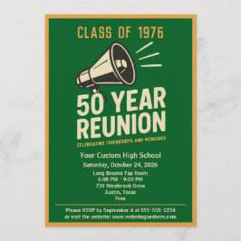 Retro Pep Rally Style 50 Year Class Reunion 招待状