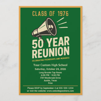 Retro Pep Rally Style 50 Year Class Reunion 招待状