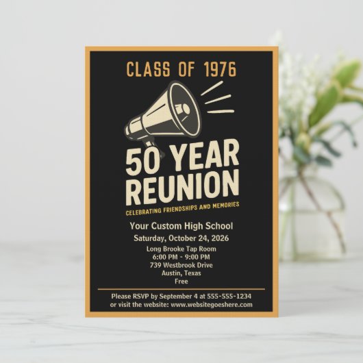 Retro Pep Rally Style 50 Year Class Reunion 招待状 (スタンド正面)