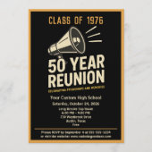 Retro Pep Rally Style 50 Year Class Reunion 招待状 (正面)