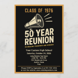 Retro Pep Rally Style 50 Year Class Reunion 招待状