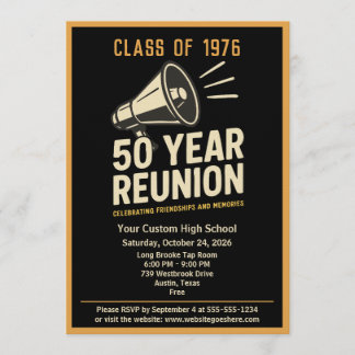 Retro Pep Rally Style 50 Year Class Reunion 招待状