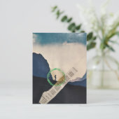 Retro Person Hiking in Mountains Collage ポストカード (スタンド正面)