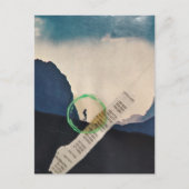 Retro Person Hiking in Mountains Collage ポストカード (正面)