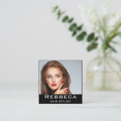 Retro Personalize Photo Hairdresser スクエア名刺 (スタンド正面)