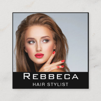 Retro Personalize Photo Hairdresser スクエア名刺