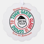 Retro Personalized Christmas Keepsake Photo オーナメントカード (正面)