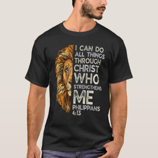 Retro Philippians 413 Religious Lion Christian Bib Tシャツ