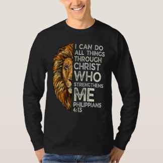 Retro Philippians 413 Religious Lion Christian Bib Tシャツ