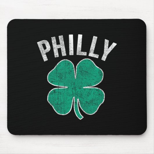 Retro Philly Philadelphia St Patricks Day Clover B マウスパッド (正面)