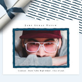 Retro Photo Blue Frame Graduation High School 案内状