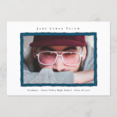 Retro Photo Blue Frame Graduation High School 案内状 (正面)