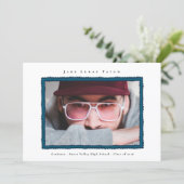 Retro Photo Blue Frame Graduation High School 案内状 (スタンド正面)