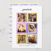 Retro Photo Collage Frames Graduation High School 案内状 (正面/裏面)