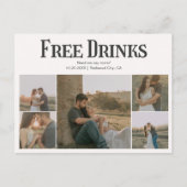 Retro Photo Free Drinks Wedding Save The Date 案内ポストカード (正面)