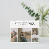Retro Photo Free Drinks Wedding Save The Date 案内ポストカード (スタンド正面)