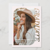 Retro Photo Graduation Minimalist Pink 招待状 (正面)