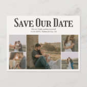 Retro Photo White Wedding Save The Date 案内ポストカード (正面)