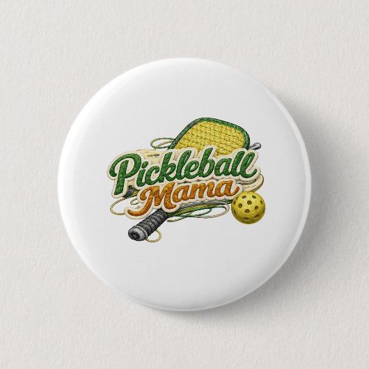 Retro Pickleball Mama Button Pin Mother's Day  缶バッジ (正面)