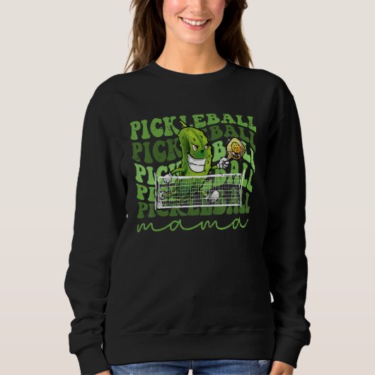 Retro  Pickleball Mama Player Cute Pickle Ball スウェットシャツ (正面)