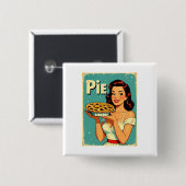 Retro Pie Lady – Vintage Baking Poster Illustratio 缶バッジ (正面&裏面)