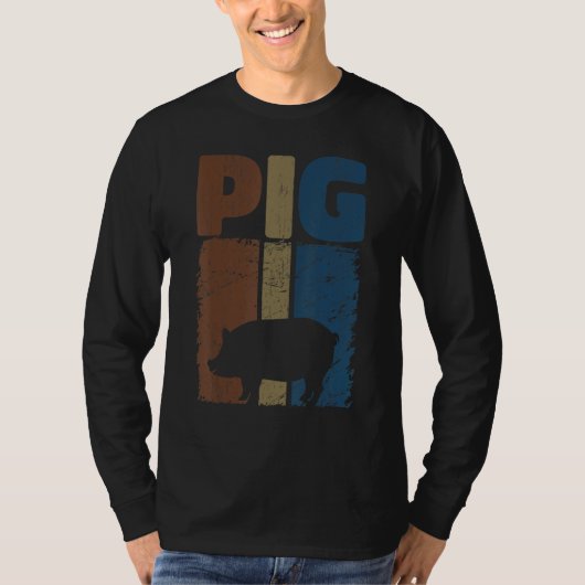 Retro Pig Lover, Cute Farmer, Farming For Men Wome Tシャツ (正面)