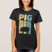Retro Pig Lover, Cute Farmer, Farming For Men Wome Tシャツ (正面)