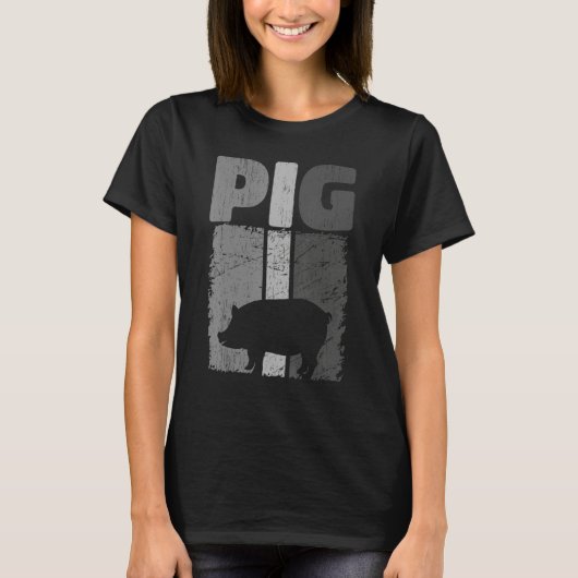 Retro Pig Lover, Cute Farmer, Farming For Men Wome Tシャツ (正面)