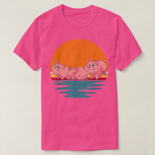 Retro Piglet Farmer Cute Farm Animal Lover Pig Tシャツ (デザイン正面)