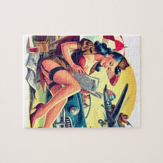 Retro Pilot Pin-up ジグソーパズル (横)