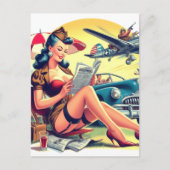 Retro Pilot Pin-up ポストカード (正面)