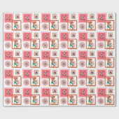 Retro Pin-Up Christmas Stamp Gift Wrap ラッピングペーパー (フラット)