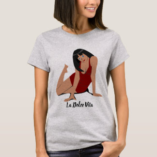 Retro Pin-Up Girl La Dolce Vita Graphic T-Shirt Tシャツ