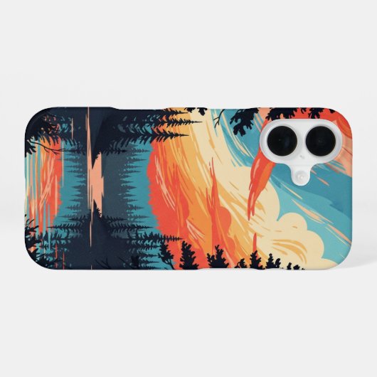 Retro Pine Lake iPhone 16ケース (裏面横)