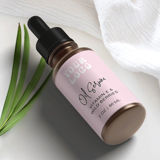 Retro Pink 2oz Dropper Bottle Wraparound ラベル