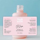 Retro Pink 2oz Dropper Bottle Wraparound ラベル