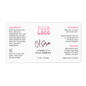 Retro Pink 2oz Dropper Bottle Wraparound ラベル (正面)